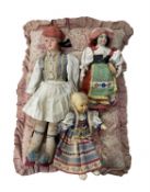 A 1950s Duke of Edinburgh fabric doll, together with 2 other continental dolls and a 1940s doll