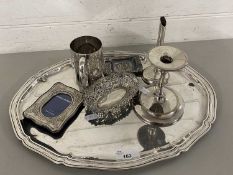 Mixed Lot: Silver plated tray, photo frame and other assorted items