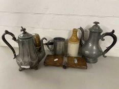 Mixed Lot: Pewter tea wares and other assorted items