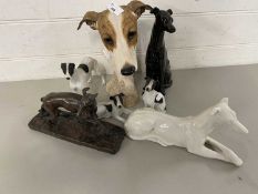 Mixed Lot: Various models of greyhounds and lurchers to include a bronzed resin example (7)