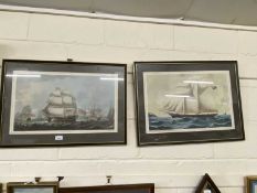 National Maritime Museum prints, HMS Victory and The Spinaway, framed and glazed (2)