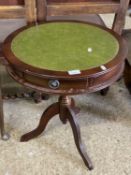 Reproduction pedestal table with green leather inset top