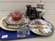 Mixed Lot: Various decorated plates, vases etc