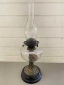 Oil lamp with clear glass font