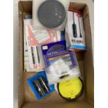 BOX OF VARIOUS CAMERA LENS, FILTERS ETC