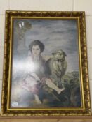 Needlework picture, boy with sheep