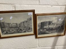 Black and white print, view of Norwich Castle together with a further view of the market place (2)