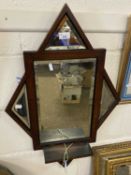 Victorian hardwood framed shaving mirror with fold down shelf to front