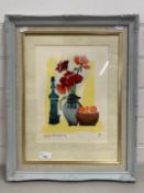 Valerie Armstrong Ponchior print, still life, flowers and fruit, coloured print number 4 of 25,