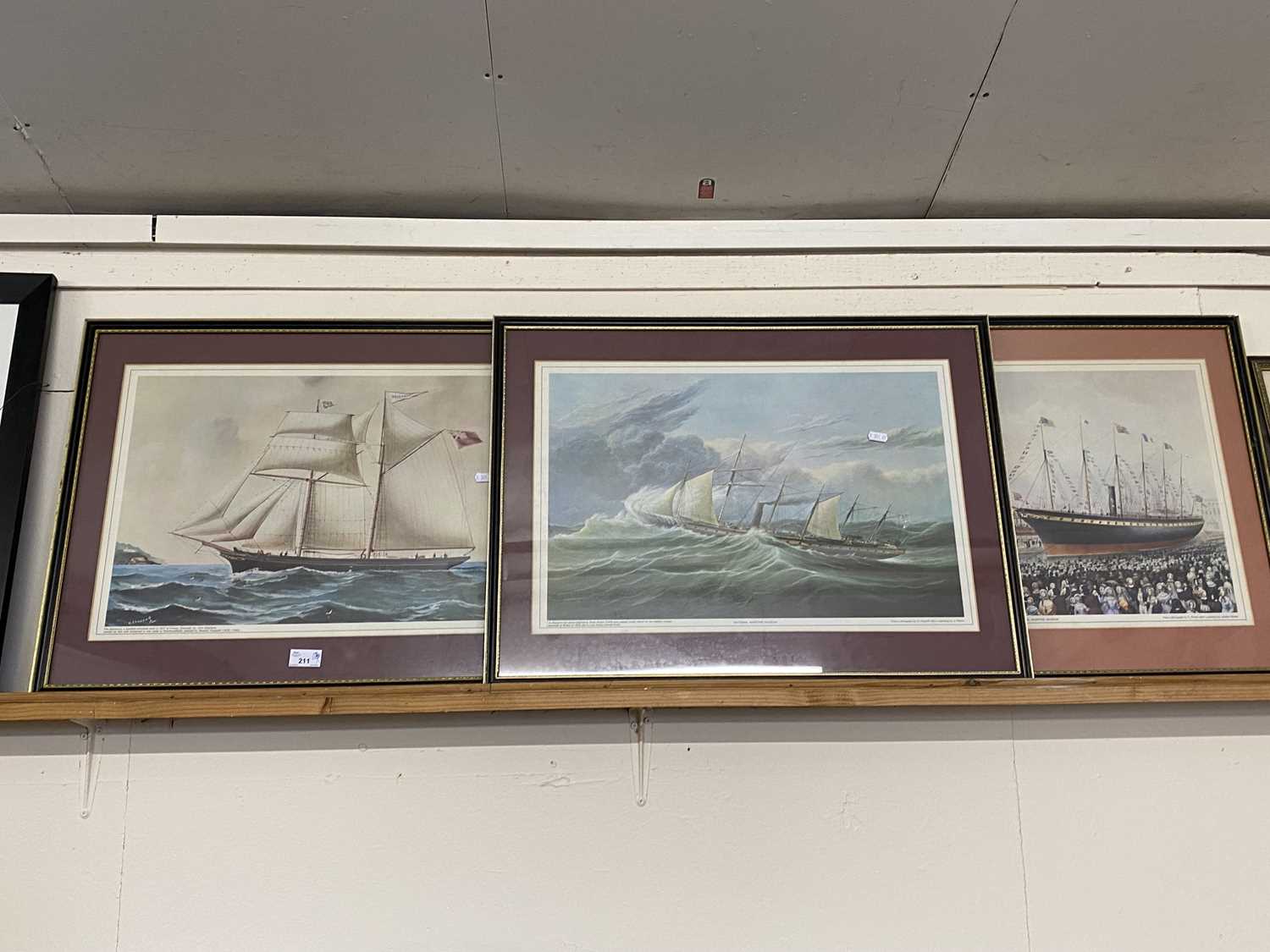 National Maritime Museum, a group of three coloured prints The Spinaway, The Great Britain x 2,