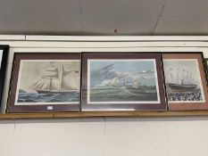 National Maritime Museum, a group of three coloured prints The Spinaway, The Great Britain x 2,