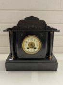 Victorian black slate cased mantel clock
