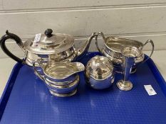 Silver plated tea set and other items