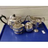 Silver plated tea set and other items