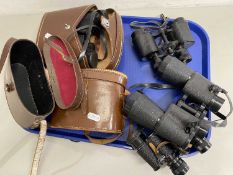 Mixed Lot: Vintage binoculars comprising Denhill 8 x 25, Mark Scheffel 20 x 50, Halina 8 x 30 and