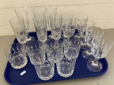 Tray of various modern crystal drinking glasses, assorted designs