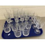 Tray of various modern crystal drinking glasses, assorted designs