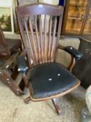 Early 20th Century revolving office chair (a/f)