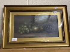 Early 20th Century school still life study of apples and grapes, oil, gilt framed and glazed