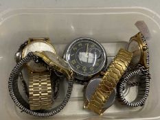 Box of various mixed gents wristwatches and pocket watch
