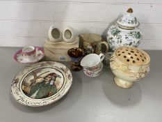 Mixed Lot: Various ceramics to include a Royal Doulton Sir Roger De Coverley jug, a Falconer