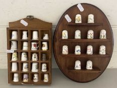 Two display cabinets of thimbles