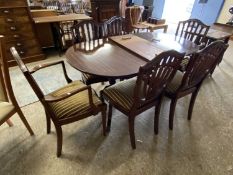 Mahogany twin pedestal dining table and six accompanying chairs (7)
