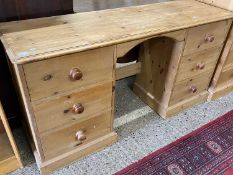 Modern pine twin pedestal desk or dressing table