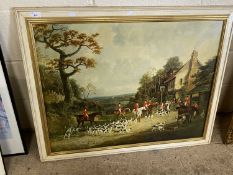 After Wolstenholme The Essex Hunt nearing Epping, coloured print, framed