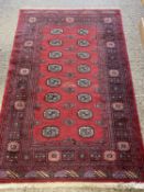Modern Pakistan red wool floor rug, 199 x 127cm