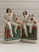 A pair of Staffordshire flat back figures