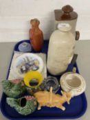 Mixed Lot: Stone ware hot water bottles and other assorted ceramics and glass wares