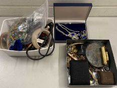 Three boxes of various assorted costume jewellery and other items