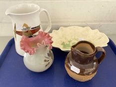 Mixed Lot: A Norwegian Viking jug, a Doulton jug a Roys Bakery bowl and a further glass vase (4)