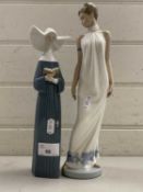 A Lladro figure of a Nun together with a further Nao figure (2)