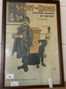 FRAMED COLOURED PRINT 'THE SPORT OF KINGS' RACING COMEDY BY IAN MAY FROM THE SAVOY THEATRE, LONDON
