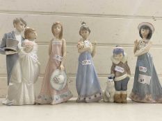 Collection of five various small Lladro figures