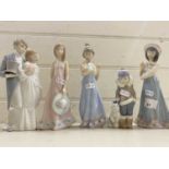 Collection of five various small Lladro figures