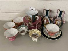 Quantity of various 20th Century continental ceramics to include decorative coffee cups and saucers,