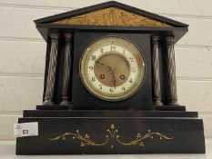 Victorian mantel clock in architectural black slate case