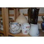 Mixed Lot: Silver lustre vase, a cream vase, Crown Staffordshire and others