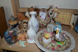 Quantity of assorted ceramics to include Beswick Beatrix Potter figures of Goody Tiptoes and