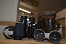 Tasco 8 x 30mm binoculars, cased together with a pair of opera glasses, cased