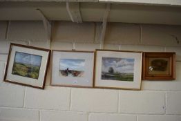 Mixed group of four assorted pictures to include Tony Stocker, view of Halvergate Marshes, Jean