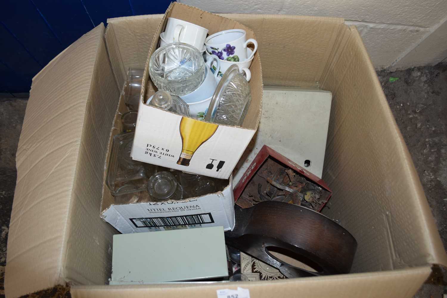 Mixed Lot: Wooden mantel clock and assorted ceramics and glass etc