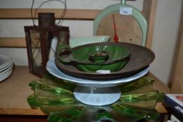 Mixed Lot: A glass dish, vintage scales and other items