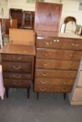 Retro high gloss mid Century six drawer bedroom chest and matching four drawer chest