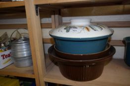 Poole Pottery casserole dish together with a stone ware casserole dish (2)