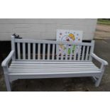 Large painted wooden garden bench