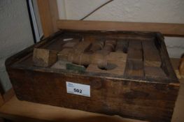 Set of children's wooden building blocks